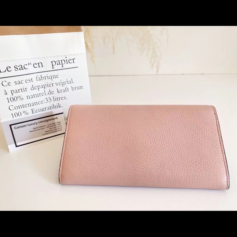 Gucci Animalier Queen Bee Blind For Love Pink Leather Continental Flap Wallet - Picture 2 of 7